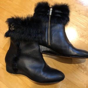 Taryn Rose leather and genuine fur booties